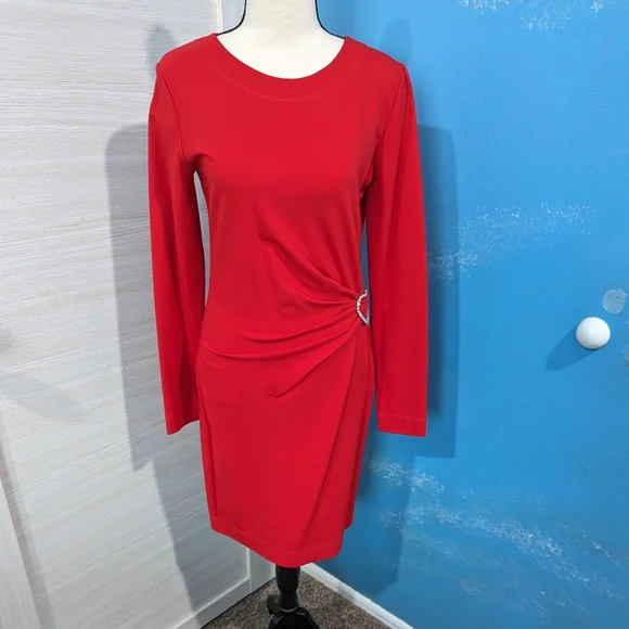 love moschino red dress Love Moschino heart logo sweatshirt dress in red